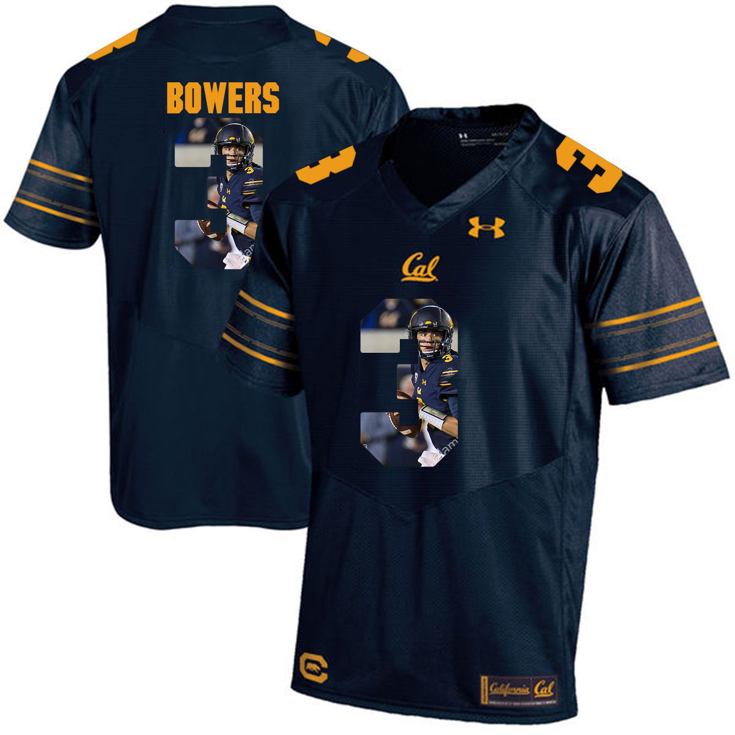 Men California Golden Bears 3 Ross Bowers Dark blue Customized NCAA Jerseys